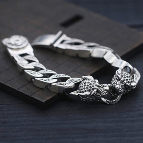 Sterling Silver Leopard Curb Chain Bracelet