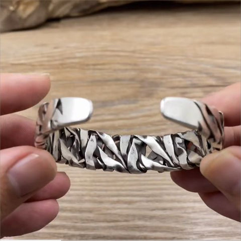Sterling Silver Wide Face Braided Bracelet
