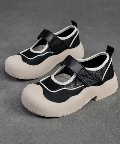 Lindos mocasines gruesos con correa de hebilla y empalme en color rosa 