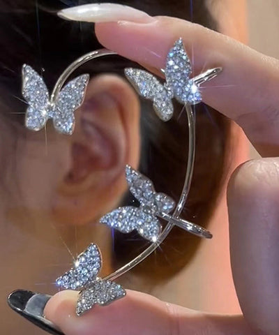 Unique Retro Silk Alloy Butterfly Zircon Stud Earrings