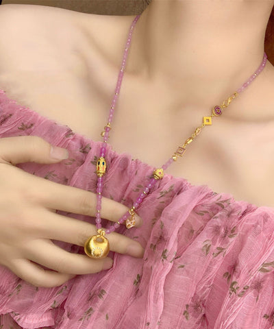 Feine lila antike Gold Tropf Glasur Pullover Anhänger Halskette 