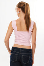 Solid Irregular Metal Decor Halter Top