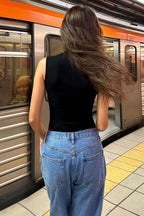 Minimalist Solid Metal Sexy Slim Halter Top