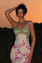Contrast Lace Floral Cami Maxi Dress