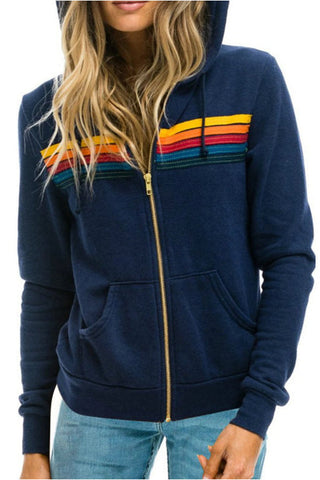 Abrigo con capucha y manga larga con bolsillo con cremallera en contraste 