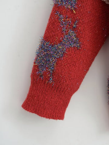 Autumn Winter Sweater Christmas Snowflake Long Sleeve Bottoming round Neck Knitted Sweater Pullover Sweater
