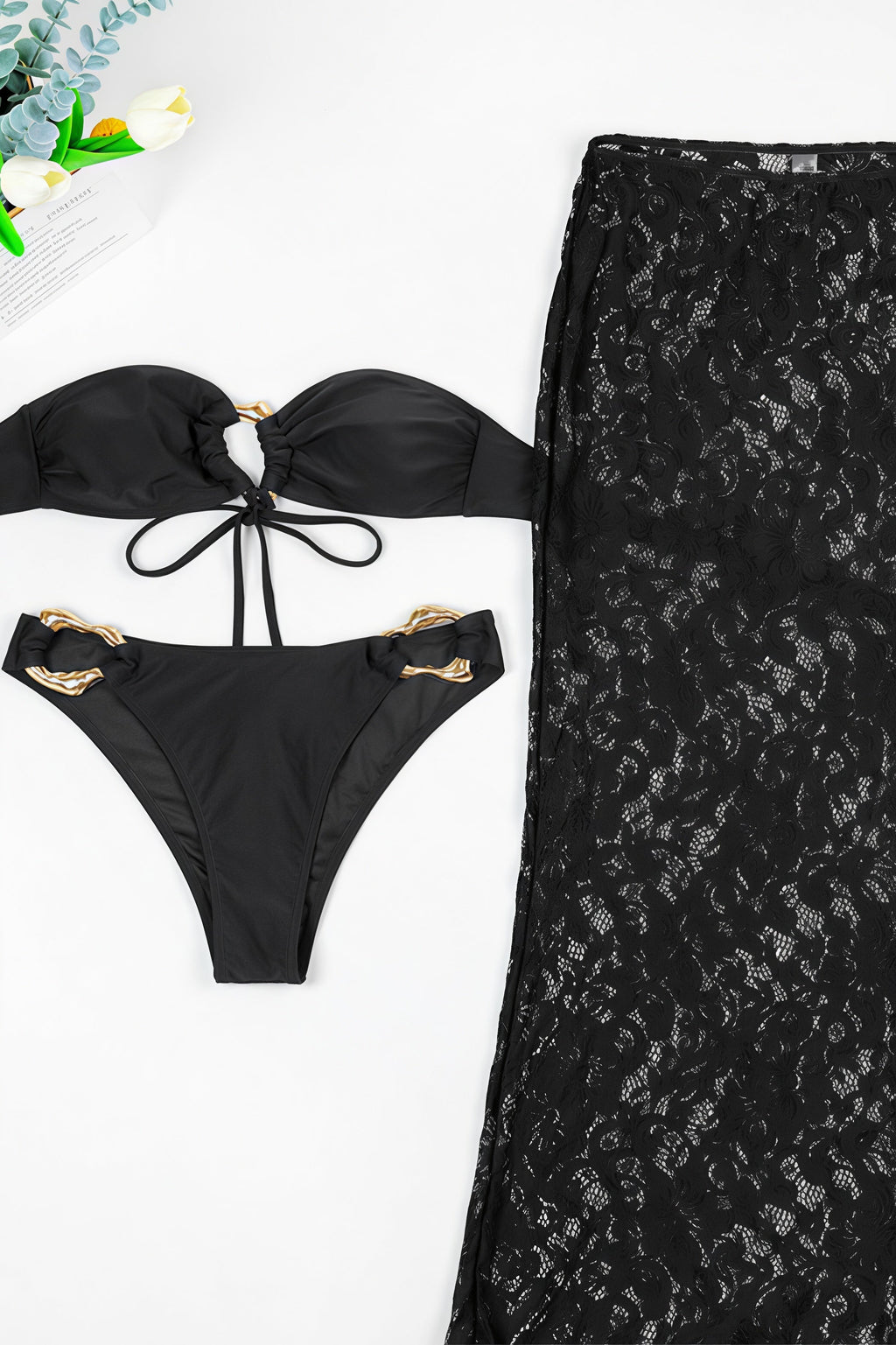 Lace Split Three Piece Swim Sets