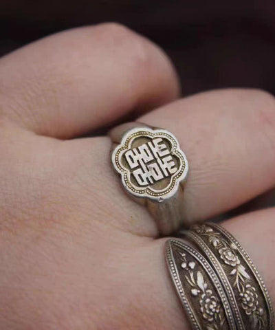 Chinese Style Silk Sterling Silver Rings