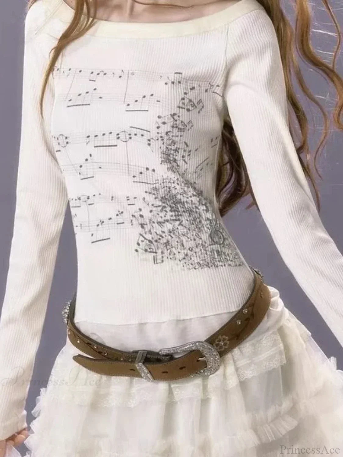 Aesthetic Slim Fit All Match Grunge Lace Patch Knit Top