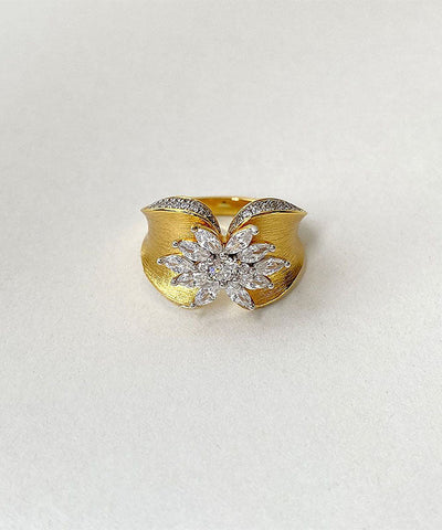 Boutique Goldlegierung Schmetterling Zirkon Ringe 