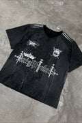 Dark Trend Black White Print Short Sleeve T-shirt