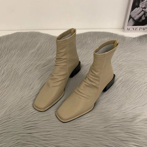 - High Heel Stiefel Damenschuhe Martinin Stiefel 2024 neue Winterstiefel quadratische Stiefeletten Chelsea Stiefeletten mit mittlerem Bein 