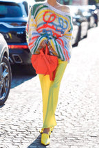 Colorful Stripe Knit Loose Pullover Blouse