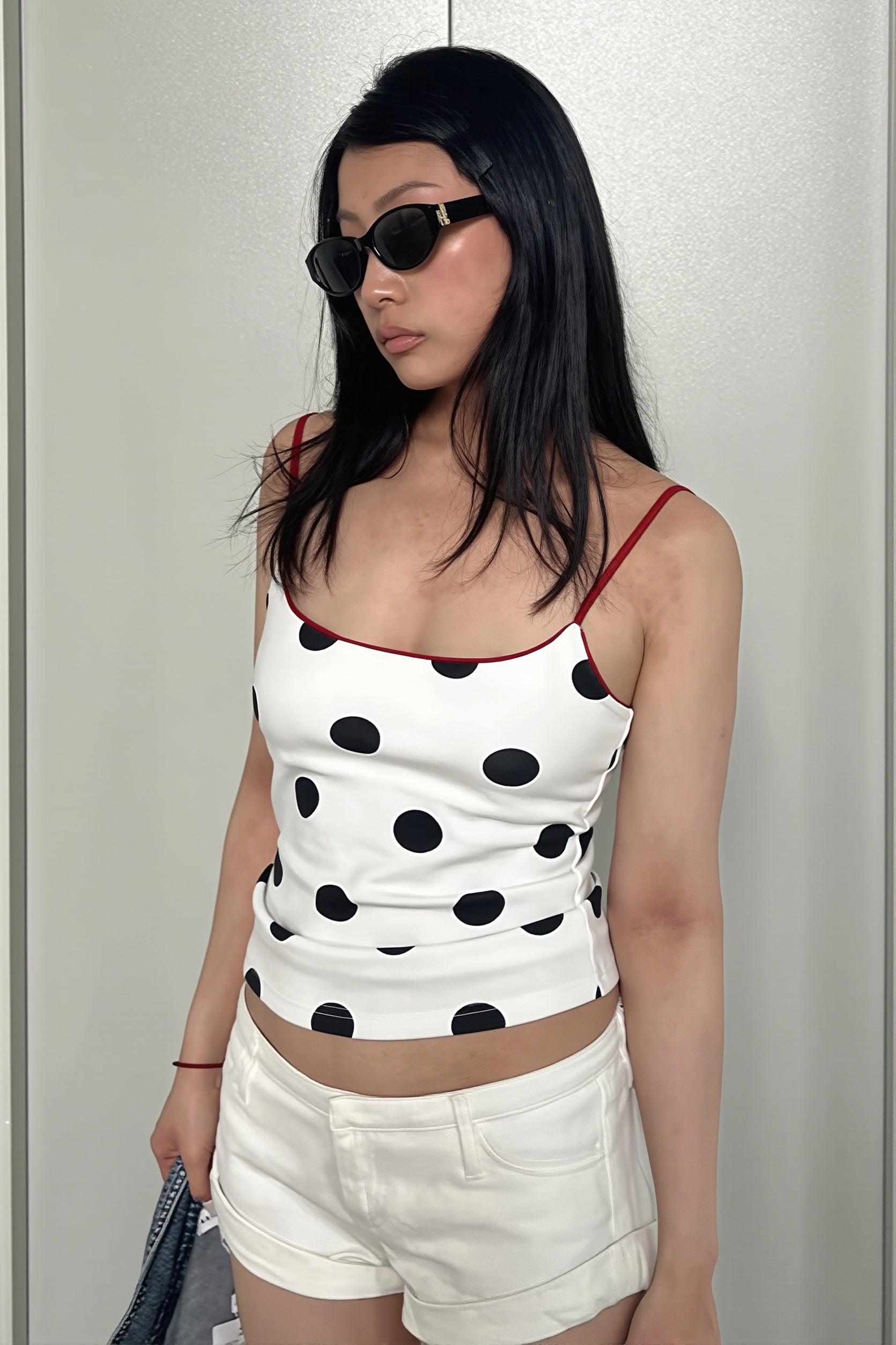 Polka Dot Waist Slim Cami Top