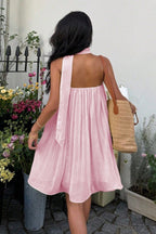 Chiffon Cutout Back Elegant Mini Dress