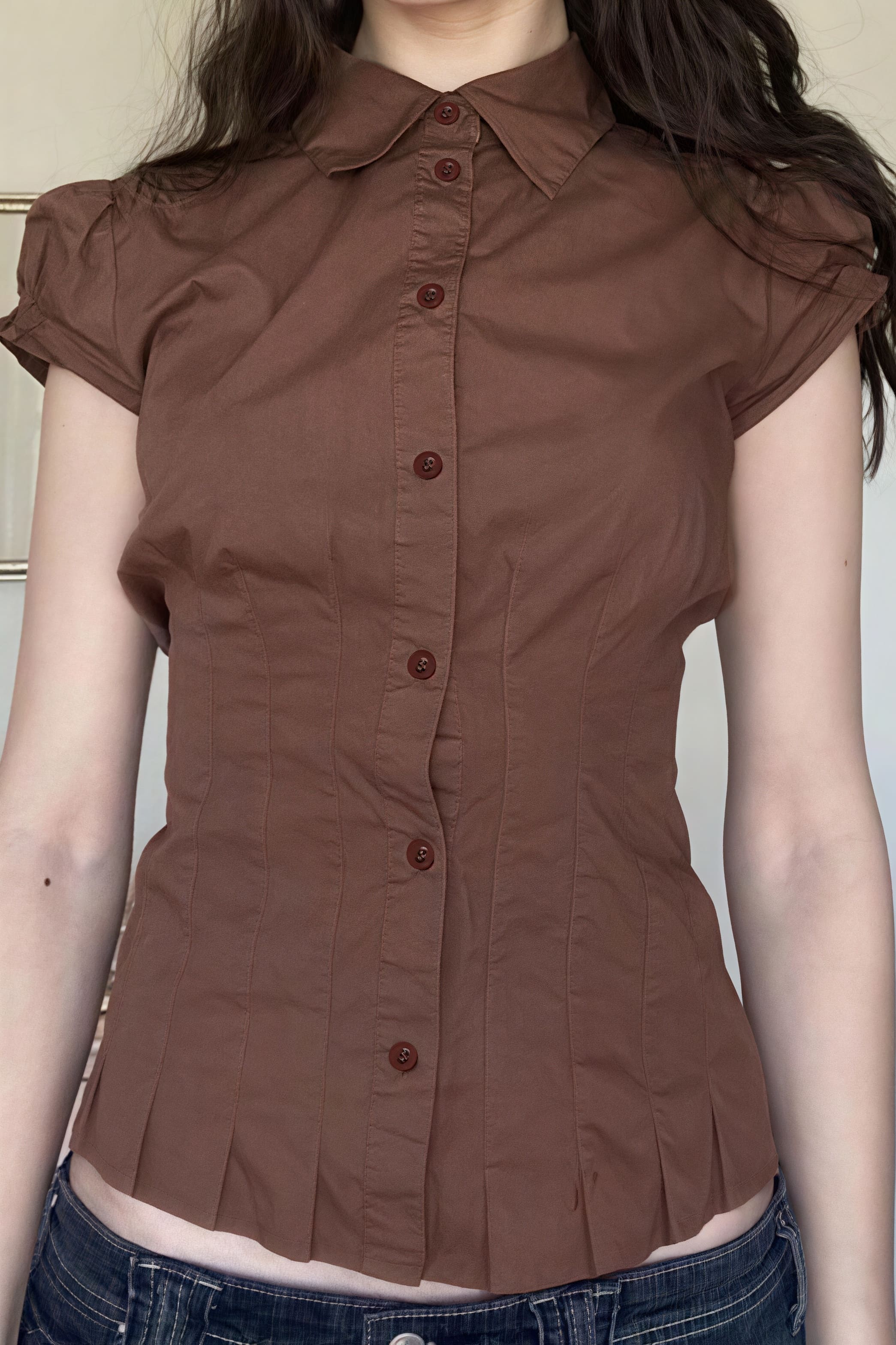 Sweet Spicy Collared Puff Sleeve Blouse
