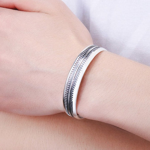Sterling Silver Zigzag Pattern Cuff Bracelet