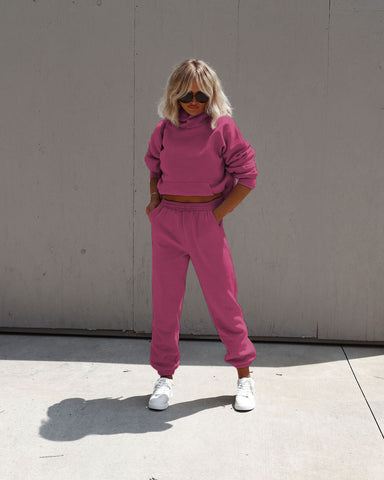 Herbst-Winter-Set mit Kapuzenpullover und Hose mit Knöchelbindung für Damen 
