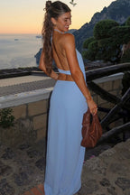 Creative Sleeveless Halter Backless High-Waist Maxi Dress