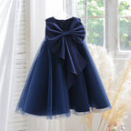 Vestido de primera comunión para niña, vestido formal de princesa, vestido de verano con lazo para fiesta de cumpleaños 