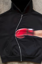 Y2K Punch Graphic Zip Street Hoodie
