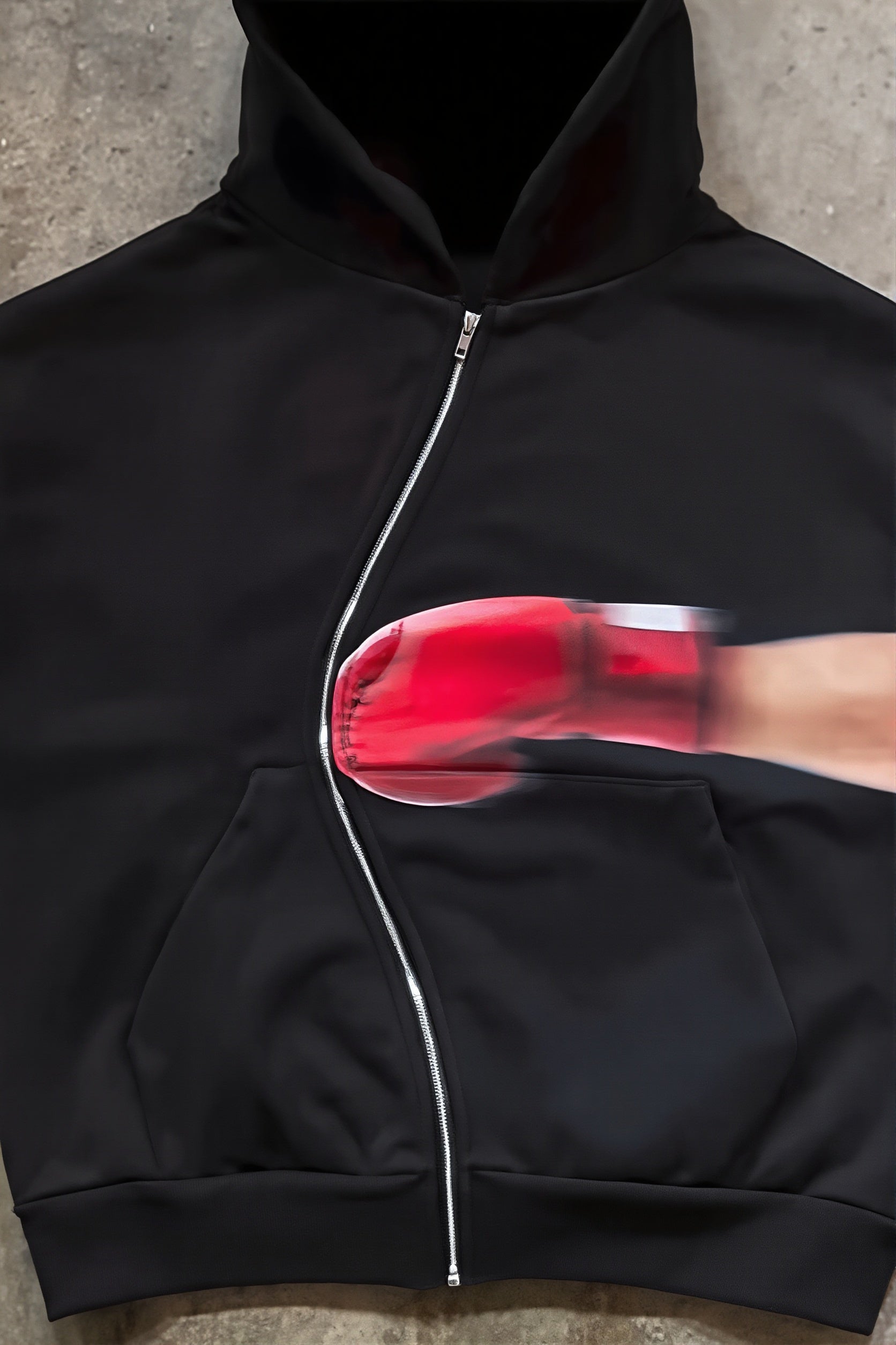 Y2K Punch Graphic Zip Street Hoodie