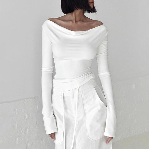 Asymmetric Crop Top Women Ruched Off The Shoulder Top Female Sleeveless Sexy Tops Woman Fashion Streetwear Summer Tops – Trendy and Chic Style