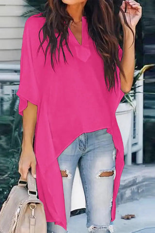 Modischer, schlichter Druck, Oberteile mit V-Ausschnitt (5 Farben) 