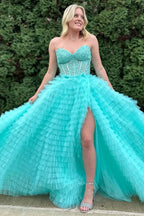 Gorgeous A Line Sweetheart Corset Pink Prom Dress with Appliques