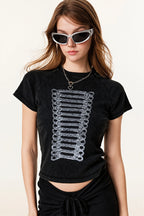 Street Style Vintage Washed Print T-shirt