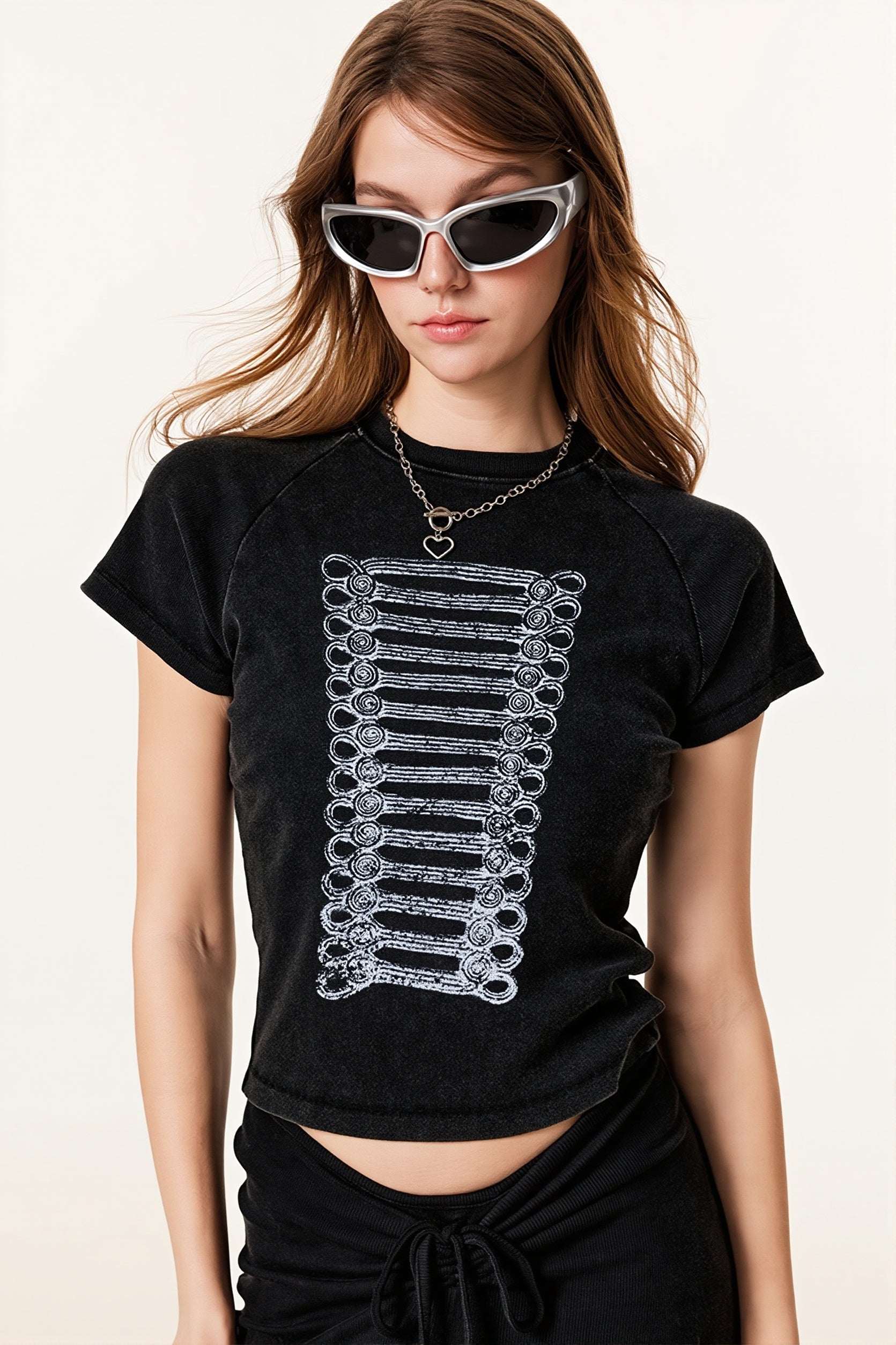 Street Style Vintage Washed Print T-shirt
