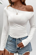 One Shoulder Slim Long Sleeve T-shirt