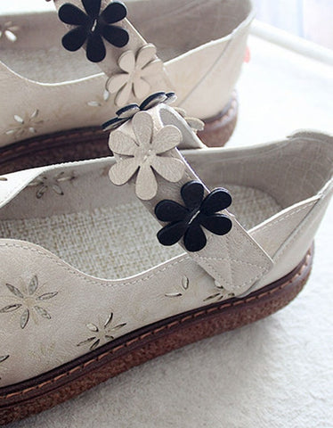 Bequeme Retro-Sandalen aus Leder mit dicker Sohle 