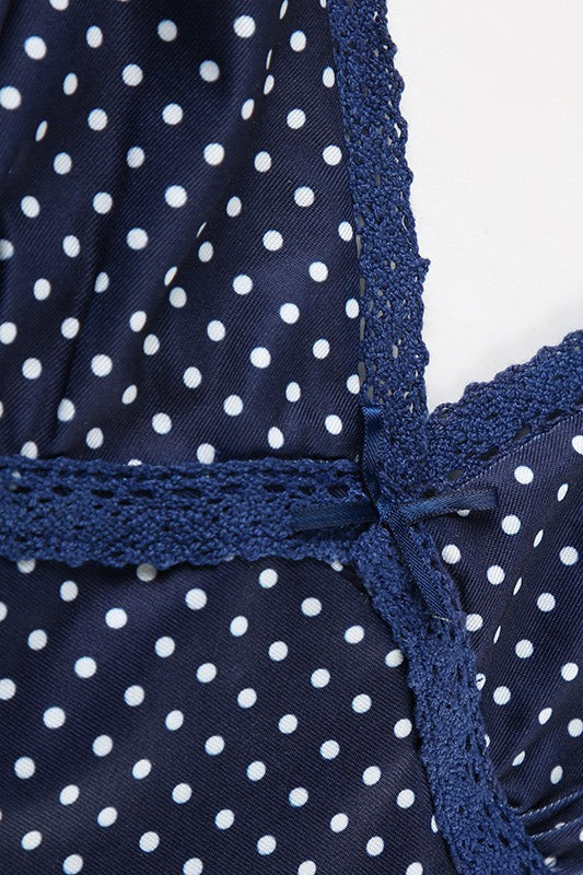 Sexy Polka Dot Color Block Lace Cami Top