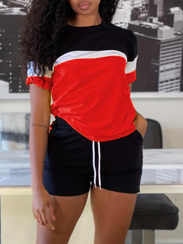Summer Shorts Set 2023 Women's Two Piece Sets Short Sleeve T-Shirts Top