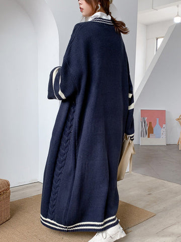 Urban Loose Cardigan-Mantel mit Streifen in Kontrastfarbe 