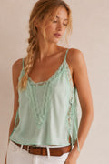 Casual Lace Patch Cropped Cami Top