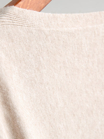 Fledermausärmel High-Low Einfarbiger Strickpullover mit U-Boot-Ausschnitt 