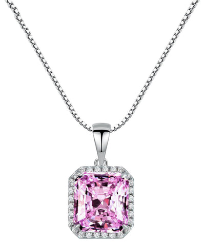 Elegante collar con colgante de piedra preciosa de circonita morada de acero inoxidable 