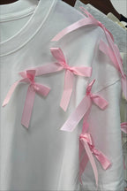 Cute Bowknot Ribbon Loose Short Sleeve T-shirt