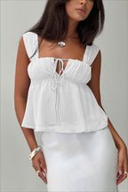 Square Neck Lace-Up Cami Tank Top