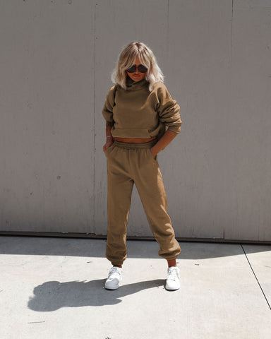Herbst-Winter-Set mit Kapuzenpullover und Hose mit Knöchelbindung für Damen 