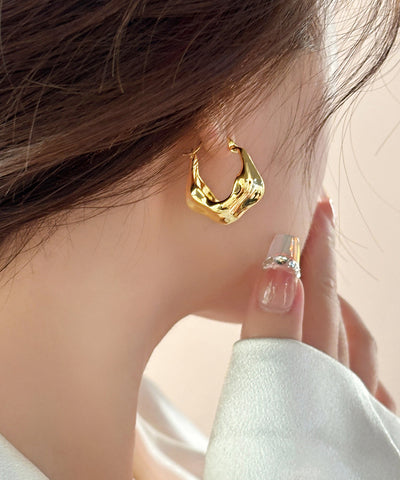 Pendientes de aro de cobre dorado de moda 