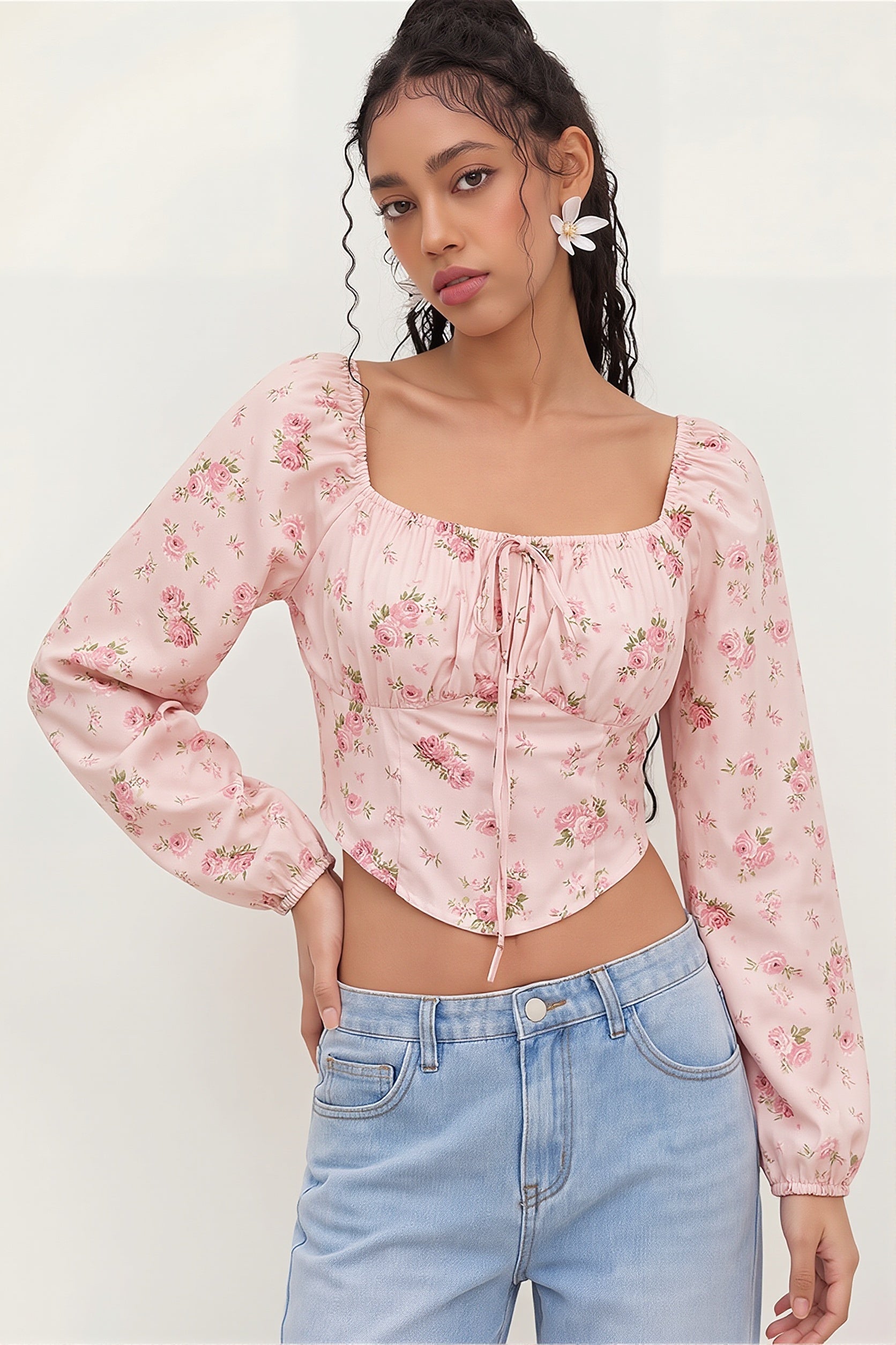 Elegant Floral Long Sleeve Blouse