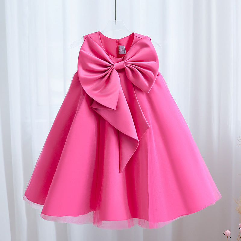 Vestido de primera comunión para niña, vestido formal de princesa, vestido de verano con lazo para fiesta de cumpleaños 