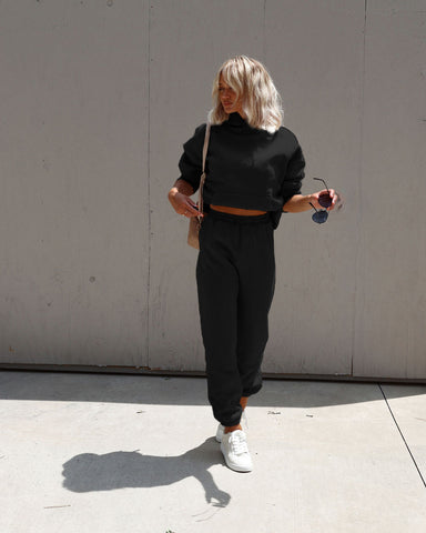 Herbst-Winter-Set mit Kapuzenpullover und Hose mit Knöchelbindung für Damen 