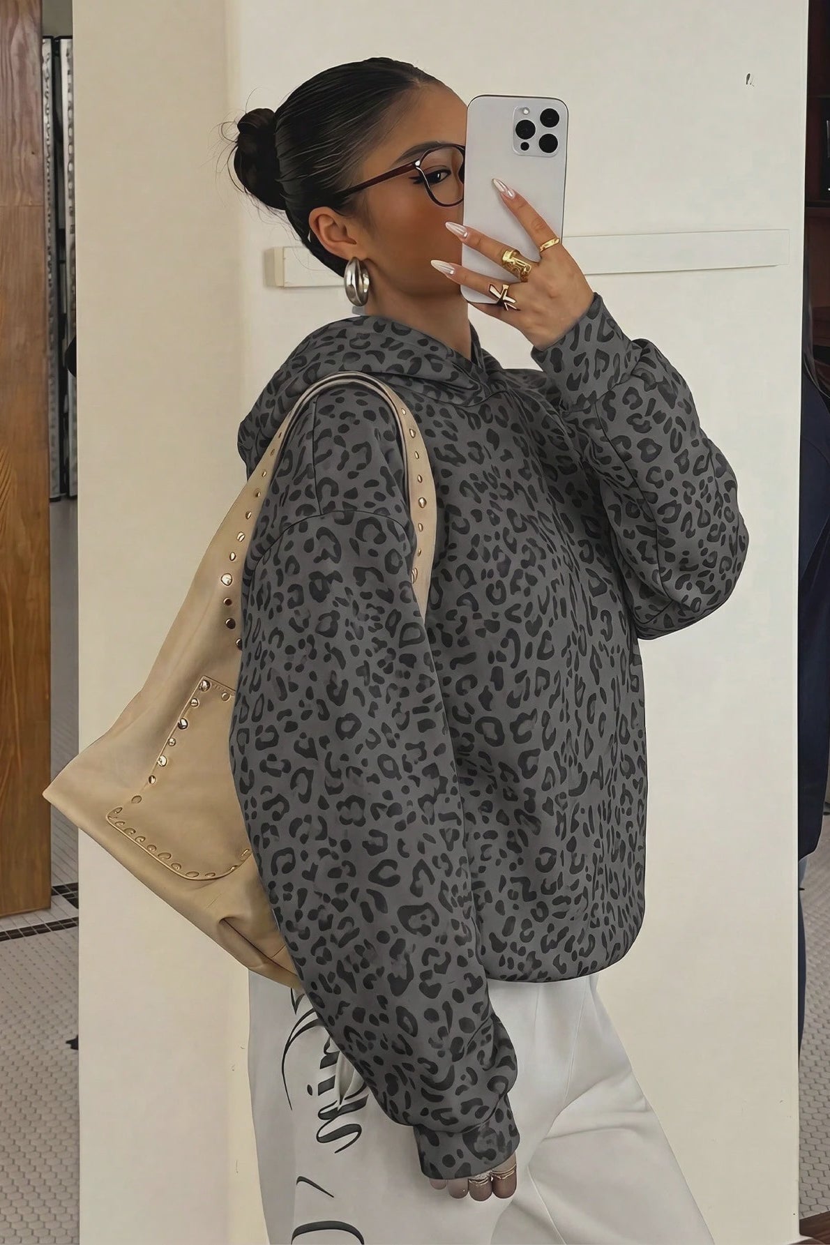 Leopard Print Pullover Street Hoodie