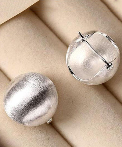 Chic SIlk Sterling Silver Sanding Spherical Hoop Earrings