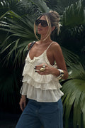 Ruffle V Neck Casual Cami Top
