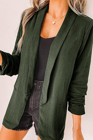 Elegante Oberbekleidung mit einfarbigem Patchwork-Umlegekragen und Taschen (12 Farben) 